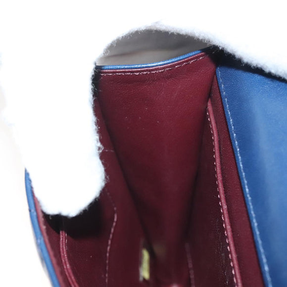 CHANEL Chain Shoulder Bag Lamb Skin Blue CC Auth BA3679