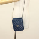 CHANEL Chain Shoulder Bag Lamb Skin Blue CC Auth BA3679-25