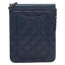 CHANEL Chain Shoulder Bag Lamb Skin Blue CC Auth BA3679-2