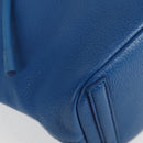 DOLCE&GABBANA Rhinestone Backpack Leather Blue Gold Auth BA3681V-14