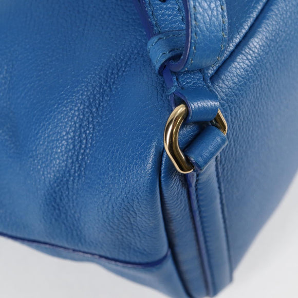 DOLCE&GABBANA Rhinestone Backpack Leather Blue Gold Auth BA3681V