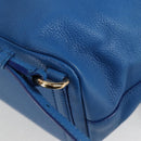 DOLCE&GABBANA Rhinestone Backpack Leather Blue Gold Auth BA3681V-10