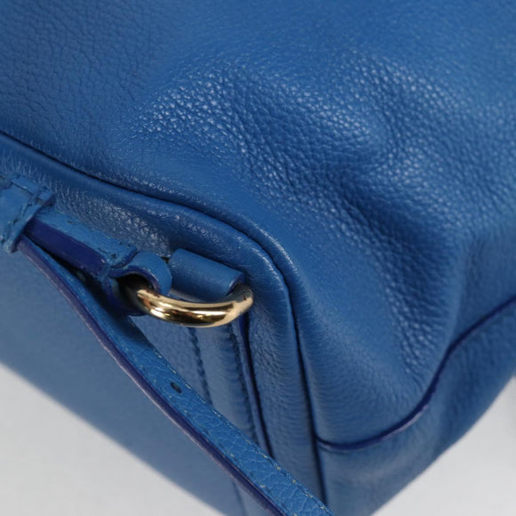 DOLCE&GABBANA Rhinestone Backpack Leather Blue Gold Auth BA3681V