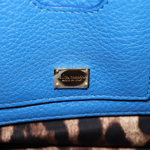 DOLCE&GABBANA Rhinestone Backpack Leather Blue Gold Auth BA3681V