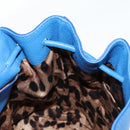 DOLCE&GABBANA Rhinestone Backpack Leather Blue Gold Auth BA3681V-19