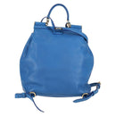 DOLCE&GABBANA Rhinestone Backpack Leather Blue Gold Auth BA3681V-2