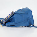 DOLCE&GABBANA Rhinestone Backpack Leather Blue Gold Auth BA3681V-3