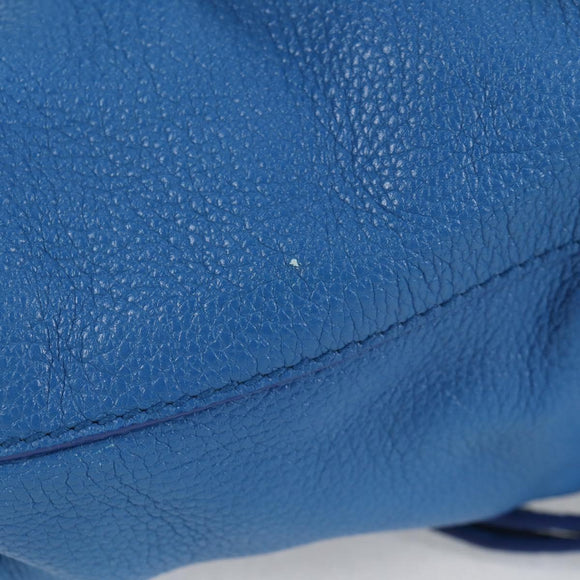 DOLCE&GABBANA Rhinestone Backpack Leather Blue Gold Auth BA3681V