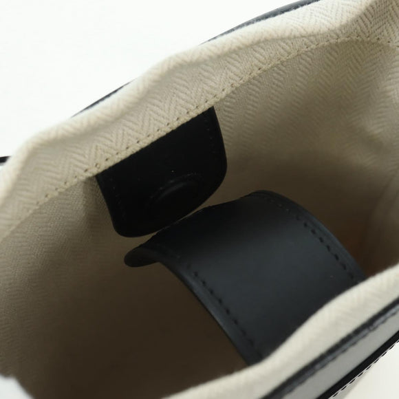 LOEWE Anagram Ikebana Shoulder Bag Leather Black Gold Auth BA3690