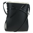LOEWE Anagram Ikebana Shoulder Bag Leather Black Gold Auth BA3690-1