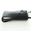 LOEWE Anagram Ikebana Shoulder Bag Leather Black Gold Auth BA3690-5