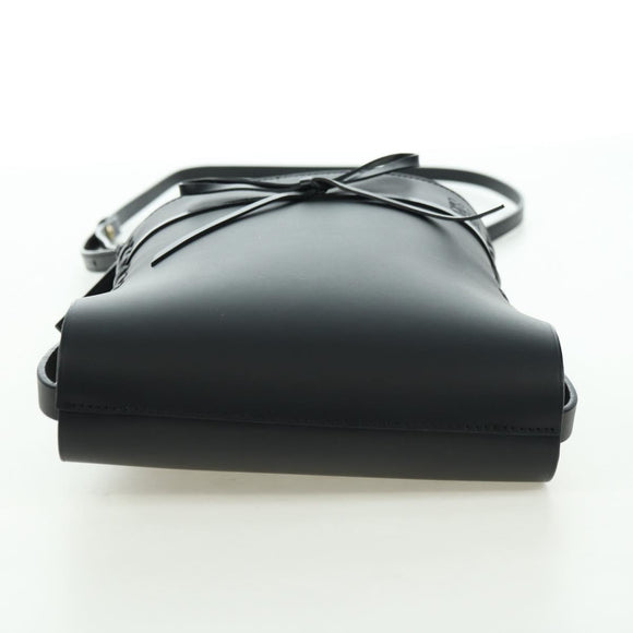 LOEWE Anagram Ikebana Shoulder Bag Leather Black Gold Auth BA3690
