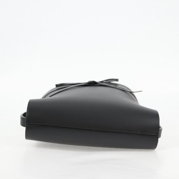 LOEWE anagram Ikebana Shoulder Bag Leather Black Gold Auth BA3690M