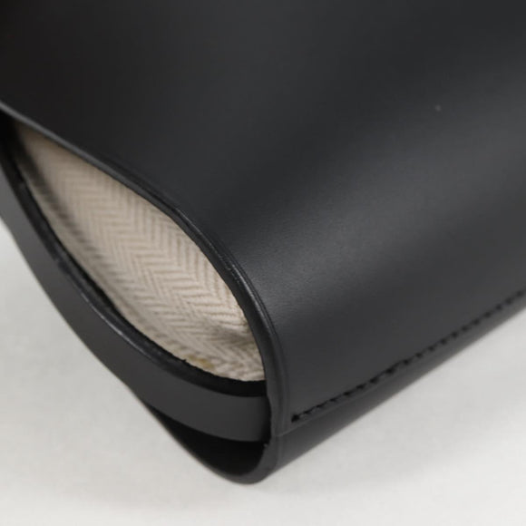 LOEWE anagram Ikebana Shoulder Bag Leather Black Gold Auth BA3690M