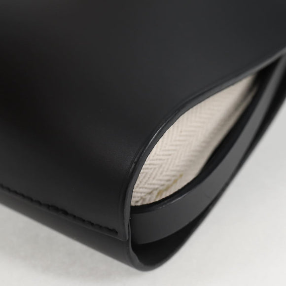 LOEWE anagram Ikebana Shoulder Bag Leather Black Gold Auth BA3690M