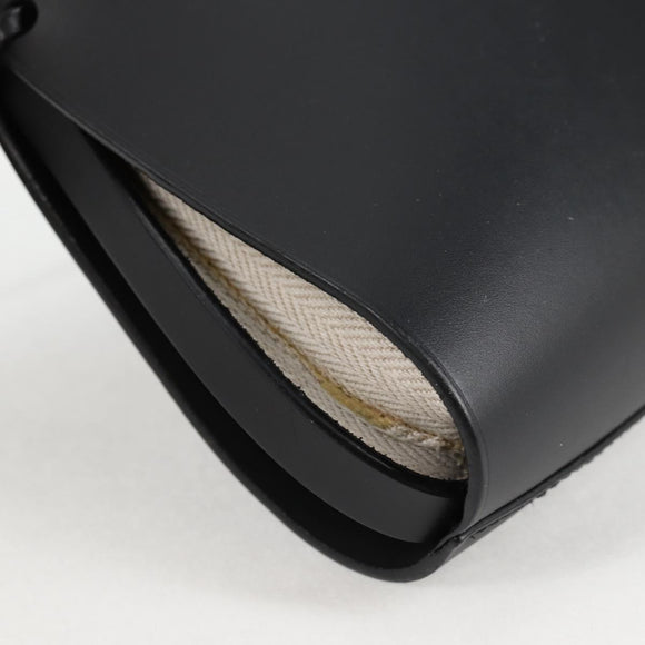 LOEWE anagram Ikebana Shoulder Bag Leather Black Gold Auth BA3690M