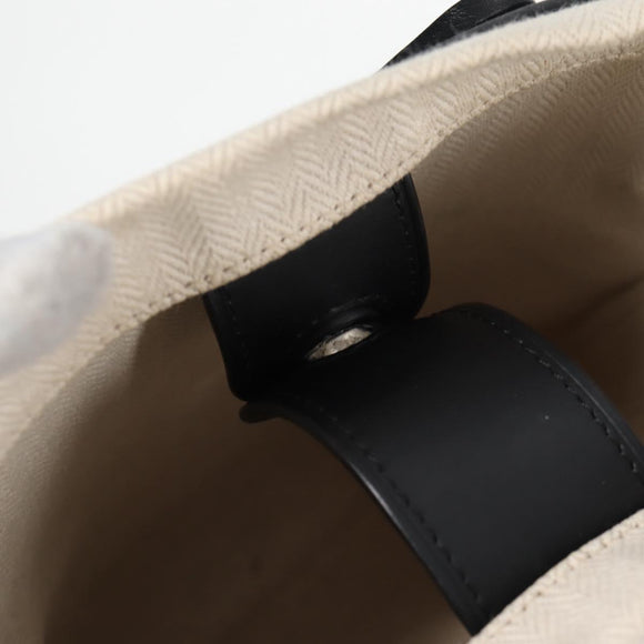 LOEWE anagram Ikebana Shoulder Bag Leather Black Gold Auth BA3690M