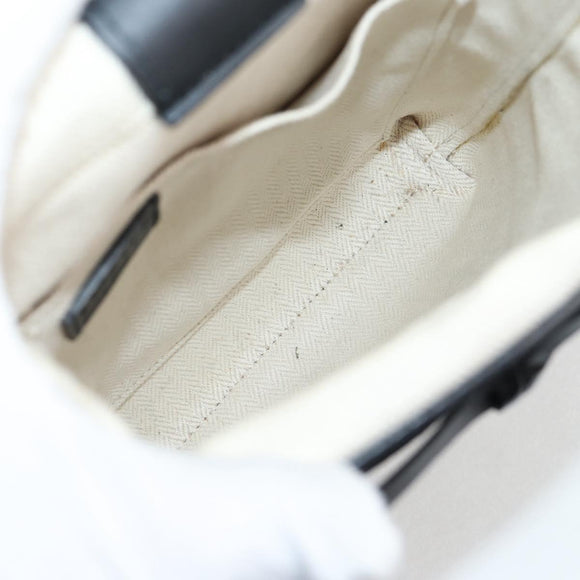 LOEWE anagram Ikebana Shoulder Bag Leather Black Gold Auth BA3690M