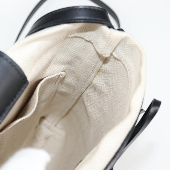 LOEWE anagram Ikebana Shoulder Bag Leather Black Gold Auth BA3690M