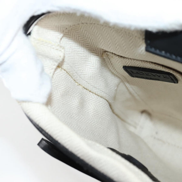 LOEWE anagram Ikebana Shoulder Bag Leather Black Gold Auth BA3690M