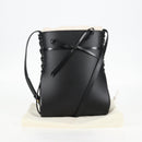 LOEWE anagram Ikebana Shoulder Bag Leather Black Gold Auth BA3690M-12