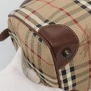 Burberrys Nova Check Hand Bag PVC Beige Gold Auth BA3694-11