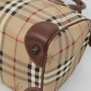 Burberrys Nova Check Hand Bag PVC Beige Gold Auth BA3694-12