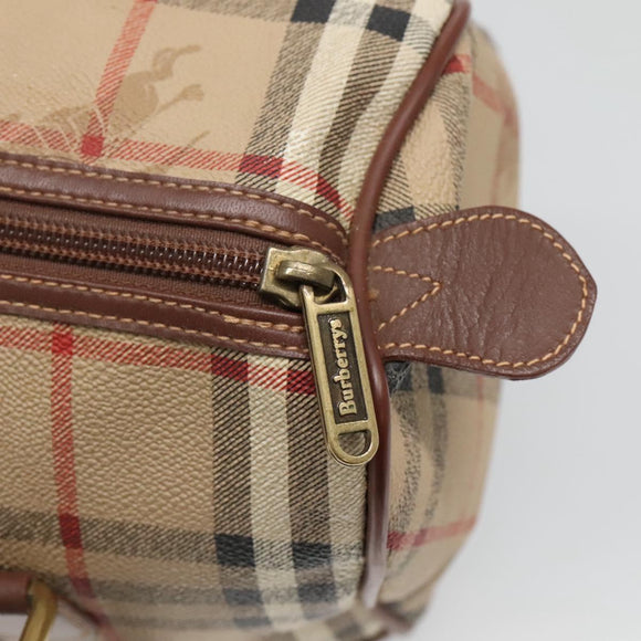 Burberrys Nova Check Hand Bag PVC Beige Gold Auth BA3694