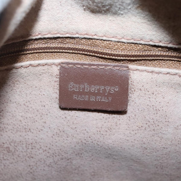 Burberrys Nova Check Hand Bag PVC Beige Gold Auth BA3694