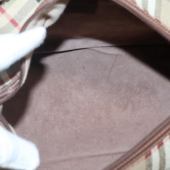 Burberrys Nova Check Hand Bag PVC Beige Gold Auth BA3694