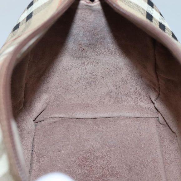 Burberrys Nova Check Hand Bag PVC Beige Gold Auth BA3694