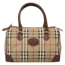Burberrys Nova Check Hand Bag PVC Beige Gold Auth BA3694-2