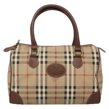 Burberrys Nova Check Hand Bag PVC Beige Gold Auth BA3694 - 0