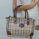 Burberrys Nova Check Hand Bag PVC Beige Gold Auth BA3694-20