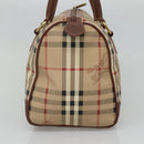 Burberrys Nova Check Hand Bag PVC Beige Gold Auth BA3694-5