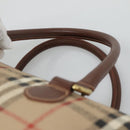 Burberrys Nova Check Hand Bag PVC Beige Gold Auth BA3694-8