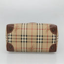 Burberrys Nova Check Hand Bag PVC Beige Gold Auth BA3694-9