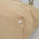 CHANEL COCO Mark Tote Bag Canvas Beige Silver CC Auth BA3696-9