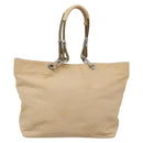 CHANEL COCO Mark Tote Bag Canvas Beige Silver CC Auth BA3696-2