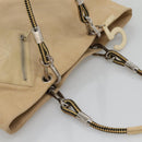 CHANEL COCO Mark Tote Bag Canvas Beige Silver CC Auth BA3696-6