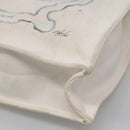 CHANEL COCO Mark Tote Bag Canvas White Silver CC Auth BA3697-9