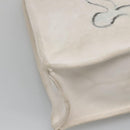 CHANEL COCO Mark Tote Bag Canvas White Silver CC Auth BA3697-14