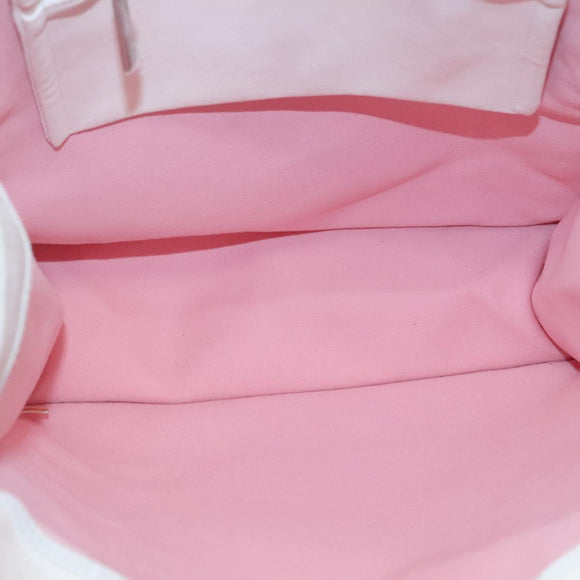 CHANEL COCO Mark Tote Bag Canvas White Silver CC Auth BA3697