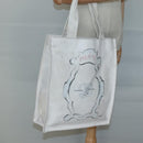 CHANEL COCO Mark Tote Bag Canvas Weiß Silber CC Auth BA3697-21