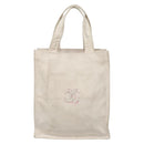 CHANEL COCO Mark Tote Bag Canvas White Silver CC Auth BA3697-2