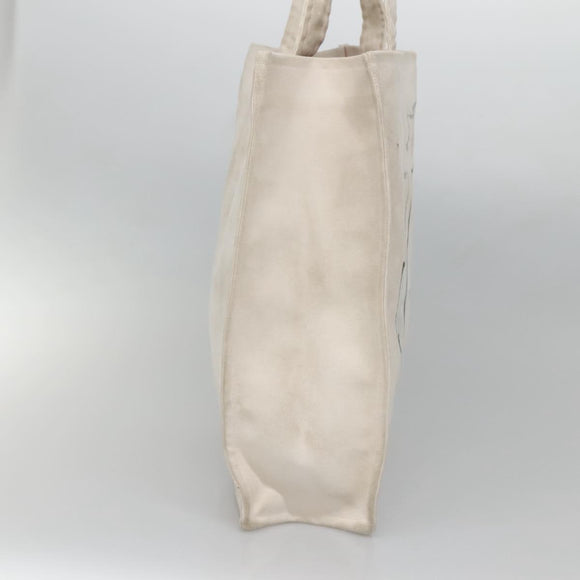CHANEL COCO Mark Tote Bag Canvas Weiß Silber CC Auth BA3697