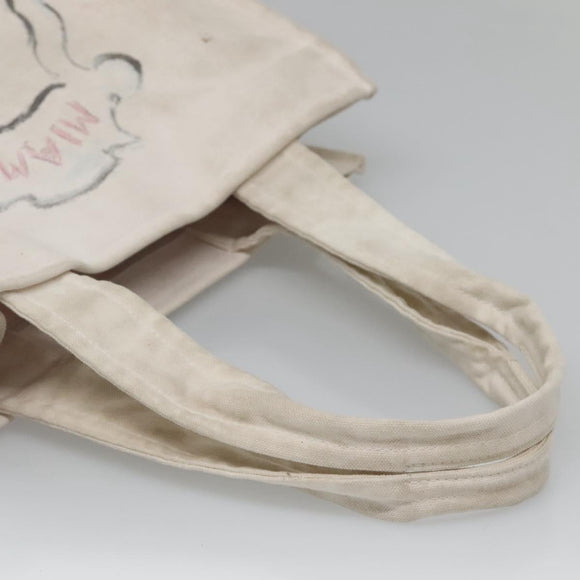 CHANEL COCO Mark Tote Bag Canvas White Silver CC Auth BA3697