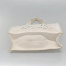 CHANEL COCO Mark Tote Bag Canvas White Silver CC Auth BA3697-5