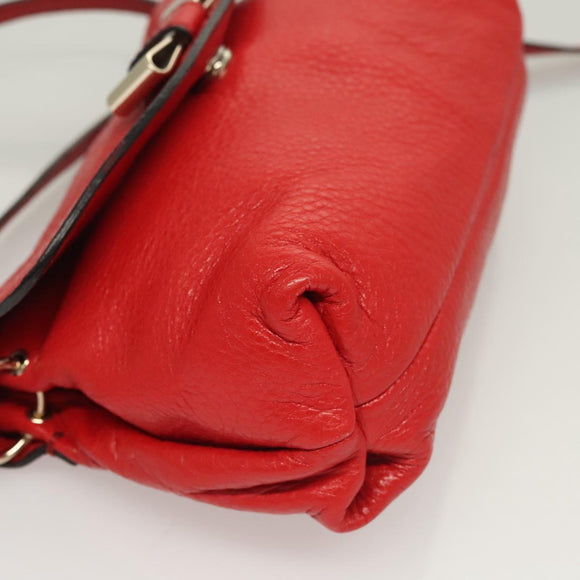 Chloe Lily Hand Bag Leather 2way Red Gold Auth BA3699