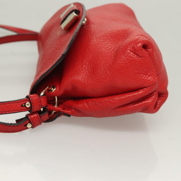 Chloe Lily Hand Bag Leather 2way Red Gold Auth BA3699